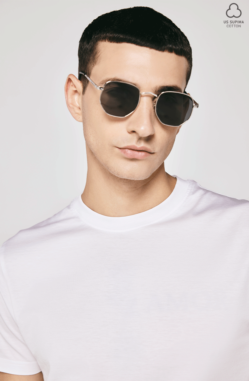 100% US SUPIMA COTTON MERCERIZED WHITE CREW NECK T-SHIRT - 180GSM