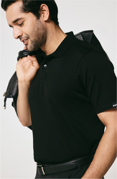 BLACK POLO NECK T-SHIRT