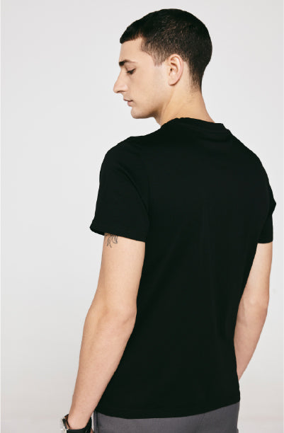 100% US SUPIMA COTTON MERCERIZED BLACK CREW NECK T-SHIRT - 180GSM