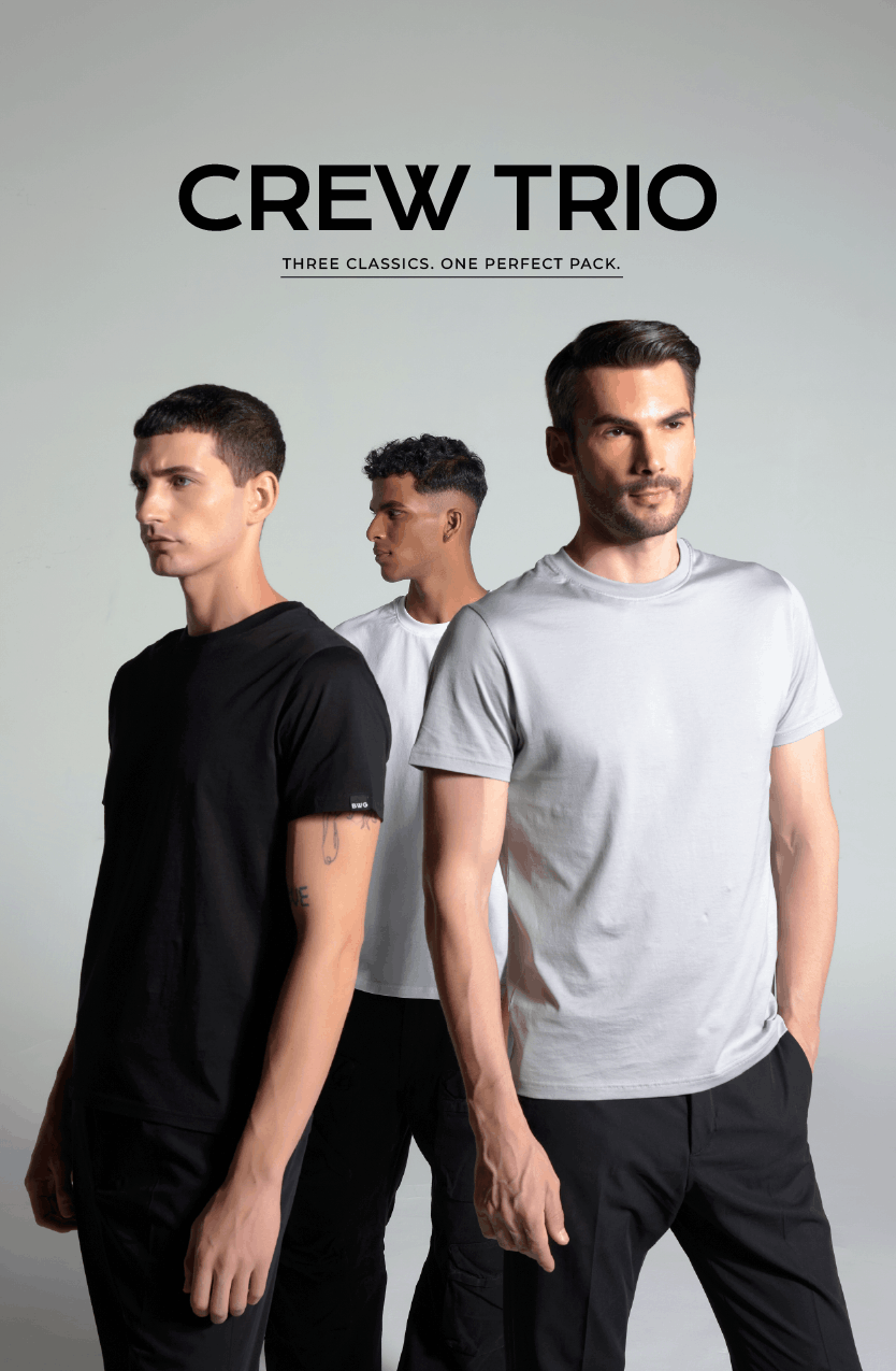 Pack of 3 Black, White, Grey