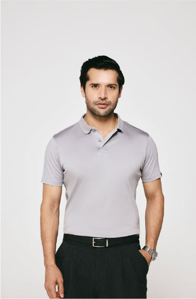 GREY POLO NECK T-SHIRT