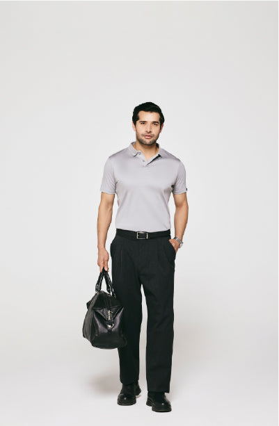 100% US SUPIMA COTTON MERCERIZED GREY  POLO NECK T-SHIRT - 220GSM