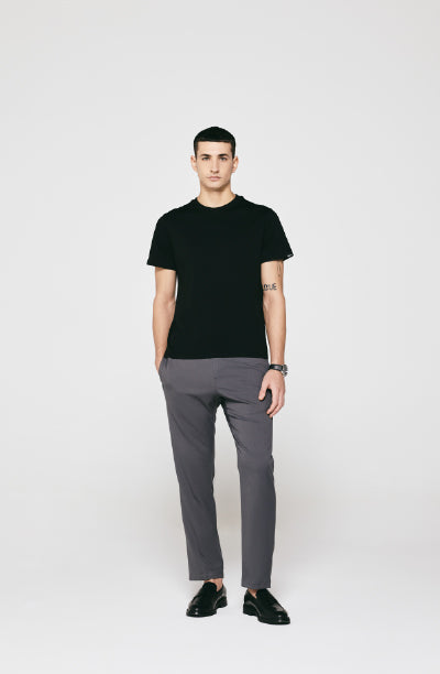 100% US SUPIMA COTTON MERCERIZED BLACK CREW NECK T-SHIRT - 180GSM