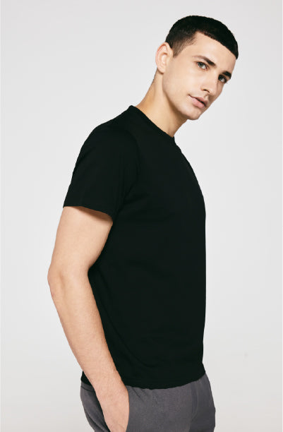 100% US SUPIMA COTTON MERCERIZED BLACK CREW NECK T-SHIRT - 180GSM