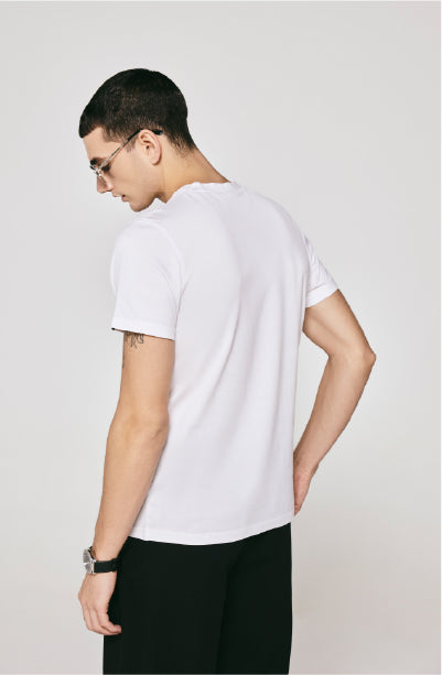 100% US SUPIMA COTTON MERCERIZED WHITE CREW NECK T-SHIRT - 180GSM